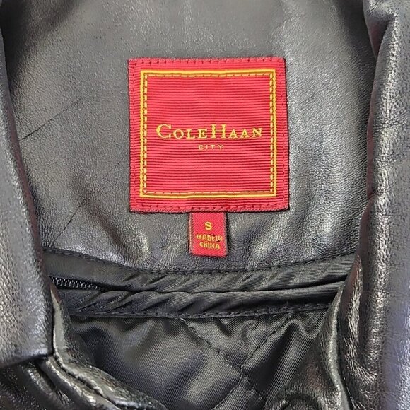 Cole Haan City Lambskin Leather Car Coat Men's Small Black Removable Lining EUC - Picture 8 of 16